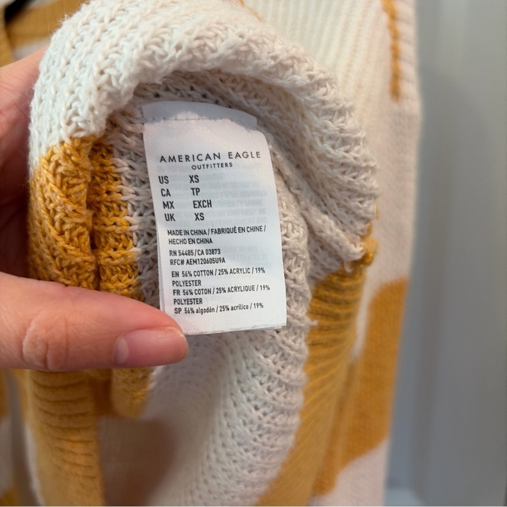 American Eagle Outfitters Mustard and White Striped Sweater - Picture 5 of 6